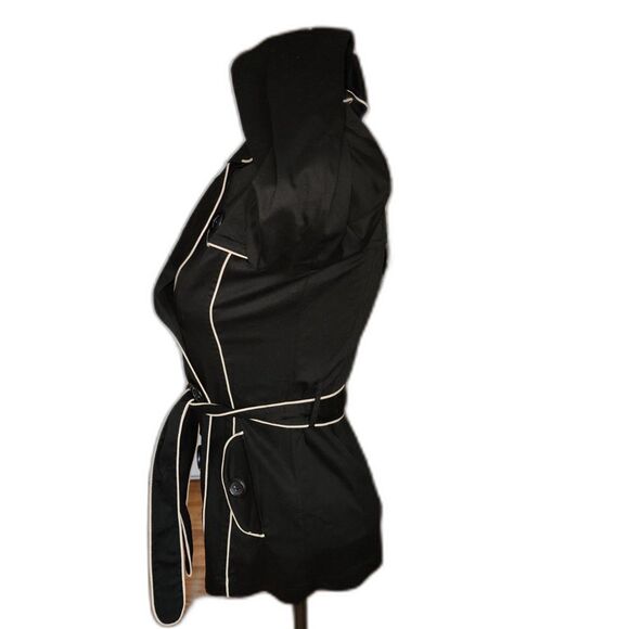 Sugar Tart Women's Black Pea Coat White Trim Size S - Picture 4 of 7